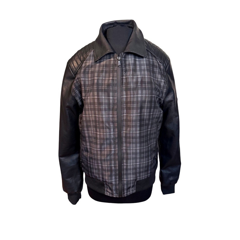 Fried Denim NYC Plaid and Faux Leather Jacket. Size M